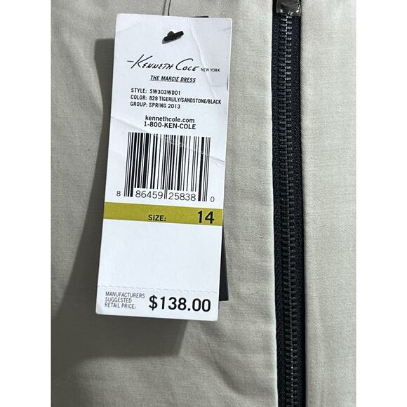 KENNETH COLE the marcie dress Tigerlily Orange Black Colorblock Sheath size 14 - Picture 5 of 8